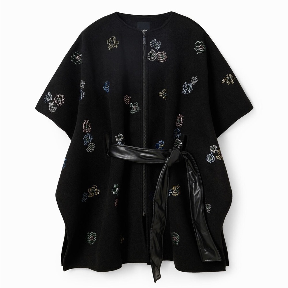 NWT DESIGUAL EMBROIDERED CAPE/PONCHO WITH BELT